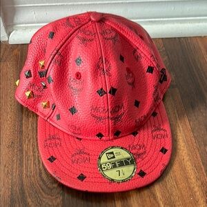 1701 MCM Red Studded Cap